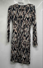 Load image into Gallery viewer, Calvin Klein Womens Multicolor Animal Print Long Sleeve Ruched Wrap Dress Size 4