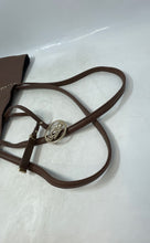 Load image into Gallery viewer, BCBG Womens Brown Leather Bag Charm Double Handle Tote Handbag