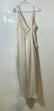 Load image into Gallery viewer, Express Womens Cream Sleeveless Satin Draped Twist Back Zip Wrap Dress Size S