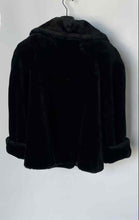 Load image into Gallery viewer, Maria Dionisiou For Olympia Womens Black Faux Fur Trim Coat Size Medium