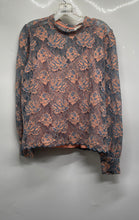 Load image into Gallery viewer, Loft Womens Blue Orange Floral Lace Long Sleeve Mock Neck Blouse Top Size L