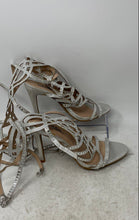 Load image into Gallery viewer, Bella Marie Womens Gray Open Toe Stiletto Gladiator Heels Size 9