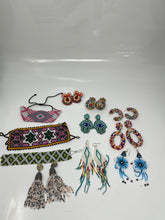 Load image into Gallery viewer, Huichol Style Women's Multicolored Bracelets-Earrings (11 Pcs)