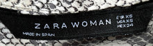 Load image into Gallery viewer, Zara Womens Beige Black Animal Print Long Sleeve Button Front Blouse Top Size XS