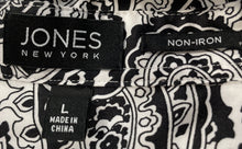 Load image into Gallery viewer, Jones New York Womens Black Paisley Print Non-Iron Button-Up Shirt Size Large