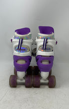 Load image into Gallery viewer, SHDSL Kids White Purple Ratchet Buckle 4 Wheels Roller Skates Size Small