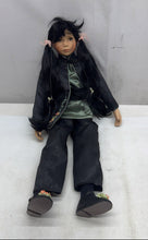 Load image into Gallery viewer, Black Hair Brown Eyes Porcelain Doll In Multicolor Removable Outfits
