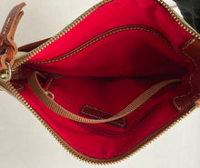 Load image into Gallery viewer, Dooney & Bourke Womens Cream Brown Pebbled Leather Zipper Crossbody Bag