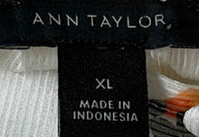 Load image into Gallery viewer, Ann Taylor Womens White Floral Balloon Sleeve V-Neck Sheer Blouse Top Size XL