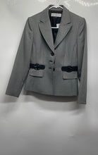 Load image into Gallery viewer, Tahari Womens Black White Printed Long Sleeve Three-Button Blazer Size 2P