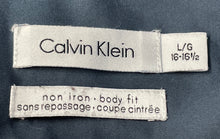 Load image into Gallery viewer, Calvin Klein Mens Gray Long Sleeve Collared Non-Iron Body Fit Dress Shirt Size L
