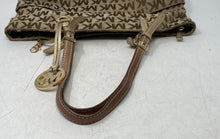 Load image into Gallery viewer, Michael Kors Womens Beige Brown Signature Print Charm Inner Pocket Tote Handbag