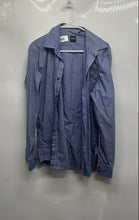 Load image into Gallery viewer, Hugo Boss Mens Blue White Striped Cotton Collared Button-Up Shirt Size Large