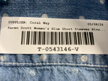 Load image into Gallery viewer, Karen Scott Womens Blue Polka Dot Denim 3/4 Sleeve Button-Up Shirt Size M Petite