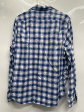 Load image into Gallery viewer, Nautica Mens Blue White Plaid Classic Fit Long Sleeve Button-Up Shirt Size M