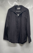 Load image into Gallery viewer, Calvin Klein Mens Black Striped Cotton Non-Iron Long Sleeve Button-Up Shirt Sz M