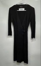 Load image into Gallery viewer, BCBGMaxazria Womens Black 3/4 Sleeve Surplice Neck Wrap Dress Size Small