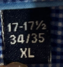 Load image into Gallery viewer, Nautica Mens Blue White Gingham Slim Fit Dress Shirt Size XL 17-17.5 34/35
