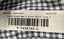 Load image into Gallery viewer, Lucky Brand Mens Blue White Check Print Long Sleeve Slim Fit Dress Shirt Size L