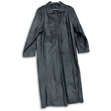 Load image into Gallery viewer, Womens Gray Leather Long Sleeve Pockets Button Front Trench Coat