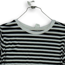 Load image into Gallery viewer, H&M Womens Black White Striped Long Sleeve Round Neck Pullover Cropped Top Sz M