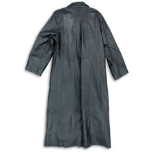 Load image into Gallery viewer, Womens Gray Leather Long Sleeve Pockets Button Front Trench Coat