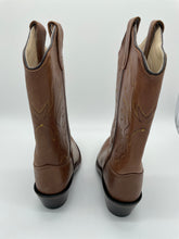 Load image into Gallery viewer, Old West Girls Brown Leather Pull On Snip Toe Mid Calf Western Boots Size 4