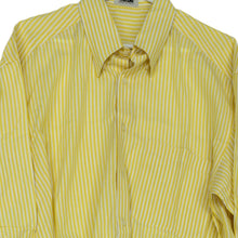 Load image into Gallery viewer, Lazo Mens Yellow Striped Long Sleeve Spread Collar Button Up Shirt Size 17