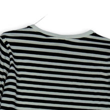 Load image into Gallery viewer, H&M Womens Black White Striped Long Sleeve Round Neck Pullover Cropped Top Sz M