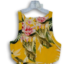 Load image into Gallery viewer, Guess Womens Yellow Floral Round Neck Cut Out Waist Back Zip Mini Dress Size S
