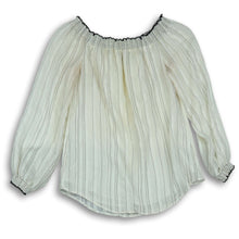 Load image into Gallery viewer, White House Black Market Womens White Striped Off The Shoulder Blouse Top Sz XS