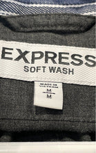 Load image into Gallery viewer, Express Mens Gray Cotton Soft Wash Long Sleeve Button Up Shirt Size Medium