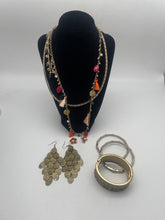 Load image into Gallery viewer, Assorted Bundle Of Gold Tone Beaded Chain Necklace Bracelet And Earrings 184.9g