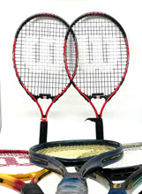 Load image into Gallery viewer, Lot Of 5 Wilson Assorted Red Black Standard Head 3-1/2 Inch Grip Tennis Racket