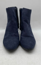 Load image into Gallery viewer, Aldo Womens Blue Suede Almond Toe Side Zipper Block Heel Chelsea Boots Size 7