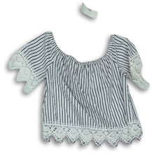 Load image into Gallery viewer, Forever 21 Womens Black White Off the Shoulder Short Sleeve Cropped Top Size M