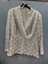 Load image into Gallery viewer, Tradition Womens Beige Sequin Long Sleeve V Neck Back Zip Blouse Top Size 18W