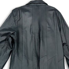 Load image into Gallery viewer, Womens Gray Leather Long Sleeve Pockets Button Front Trench Coat