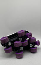 Load image into Gallery viewer, Skate Gear Womens White Purple Leather Round Toe Lace Up Roller Skates Size 5