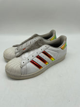 Load image into Gallery viewer, Adidas Boys Superstar White Leather Lace Up Low Top Sneakers Shoes Size 5