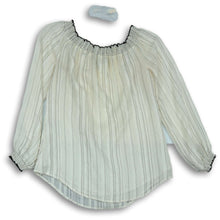 Load image into Gallery viewer, White House Black Market Womens White Striped Off The Shoulder Blouse Top Sz XS