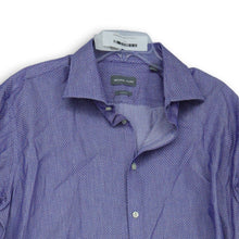 Load image into Gallery viewer, Michael Kors Mens Blue Geometric Slim Fit Long Sleeve Button Up Shirt Size 17