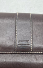 Load image into Gallery viewer, Coach Womens Brown Pebble Leather Inner Pockets Card Slots Trifold Wallet