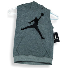Load image into Gallery viewer, Jordan Boys Gray Cotton Blend Logo Sleeveless Pullover Hoodie Size 4-5 Yrs