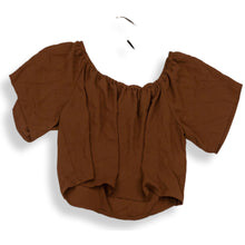 Load image into Gallery viewer, Forever 21 Womens Brown Short Sleeve Round Neck Pullover Cropped Top Size Small