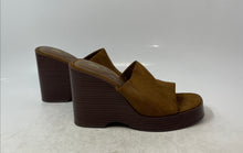 Load image into Gallery viewer, Zara Womens Brown Suede Wooden Open Toe Slip-On Platform Sandals Size EU 39
