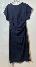 Load image into Gallery viewer, Zara Womens Blue Short Sleeve Collarless Back Zipper Sheath Dress Size XL
