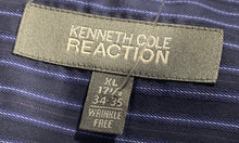 Load image into Gallery viewer, Kenneth Cole Reaction Mens Navy Blue Striped Long Sleeve Dress Shirt Size XL
