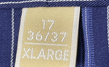 Load image into Gallery viewer, Michael Kors Mens Blue Striped Cotton Collared Dress Shirt Size 17 36/37
