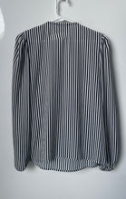 Load image into Gallery viewer, Tommy Hilfiger Womens Black White Striped Long Sleeve Ruffle Blouse Top Size S
